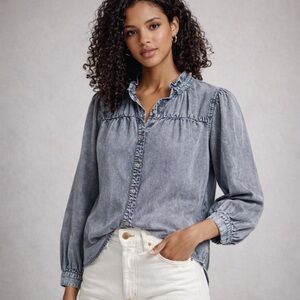 Rails Camille Button-Front Denim Shirt | Size M